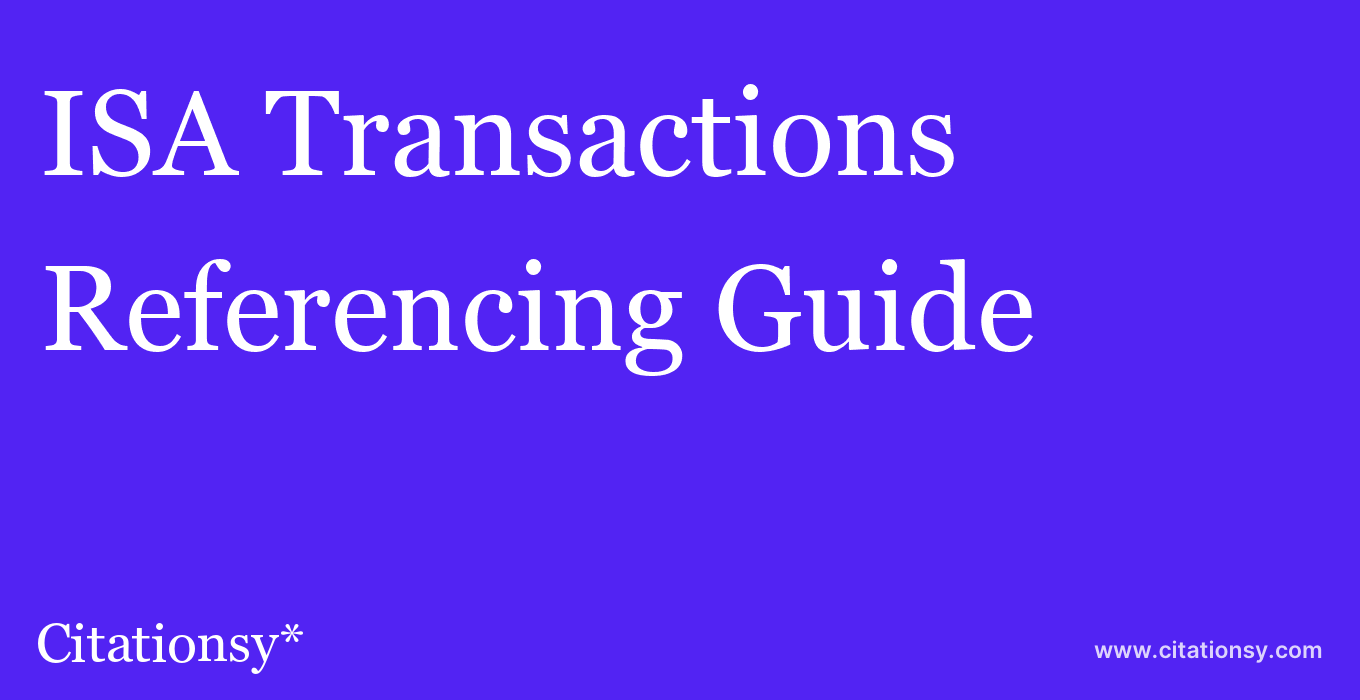 cite ISA Transactions  — Referencing Guide